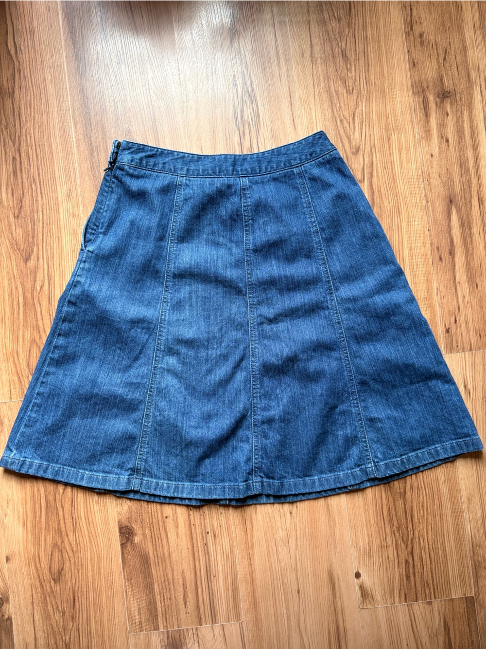 L.L. Bean Dark Blue Denim Midi A-Line Skirt